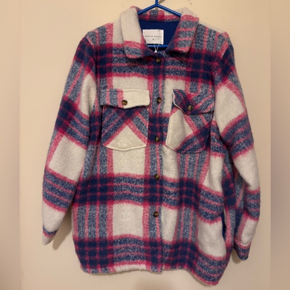 Panache Pink and Blue Plaid Teddy Jacket - Picture 7 of 8